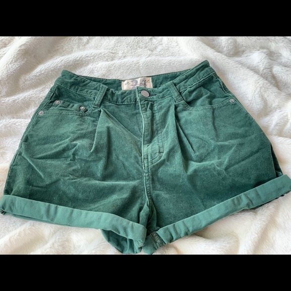 Free People Green Corduroy Shorts 